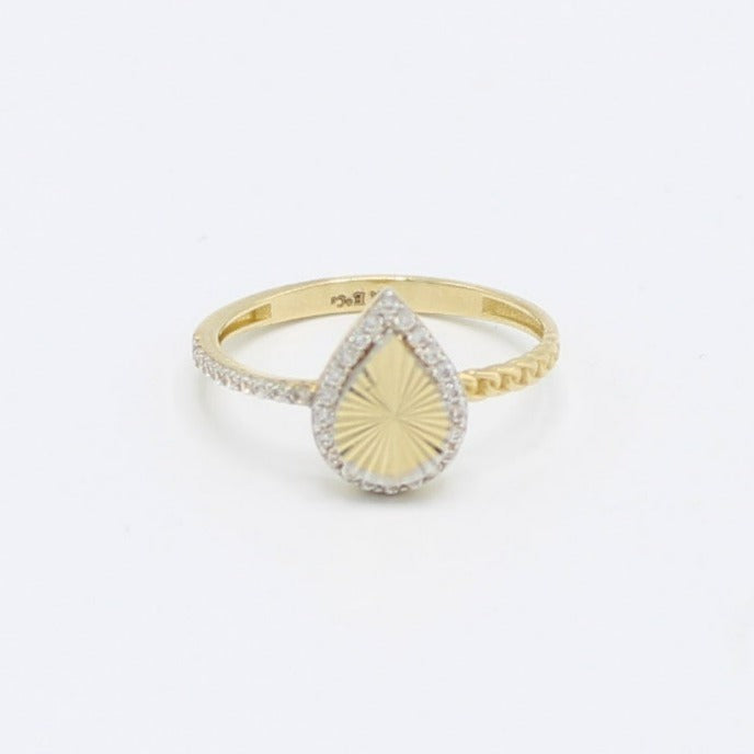 14K Tear Cat Women's Ring Cz Stones Yellow Gold