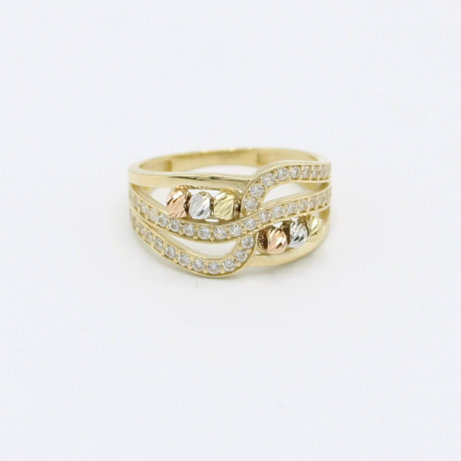 14K Women's Ring Cz Stones Yellow Gold