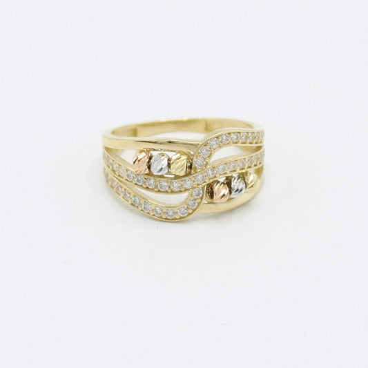 14K Women's Ring Cz Stones Yellow Gold