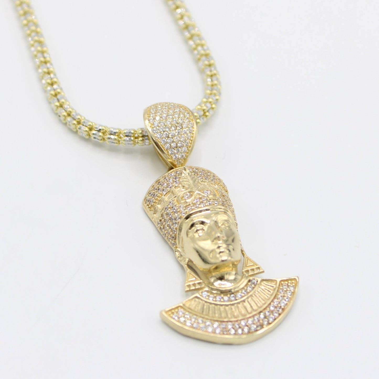 14K Faraon Pendant with Ice Chain Yellow Gold