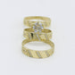 14K Trio Wedding Cz Stones Gold Yellow