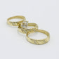 14K Trio Wedding Cz Stones Yellow Yellow