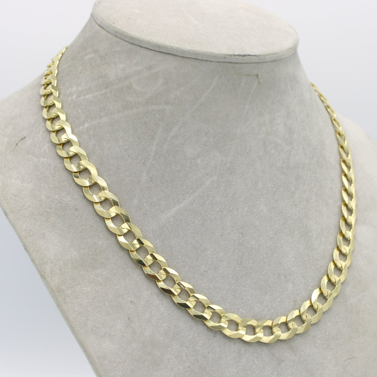 14K Solid Flat Cuban Chain Two Tones Yellow Gold ( 11 mm\ 22 " )