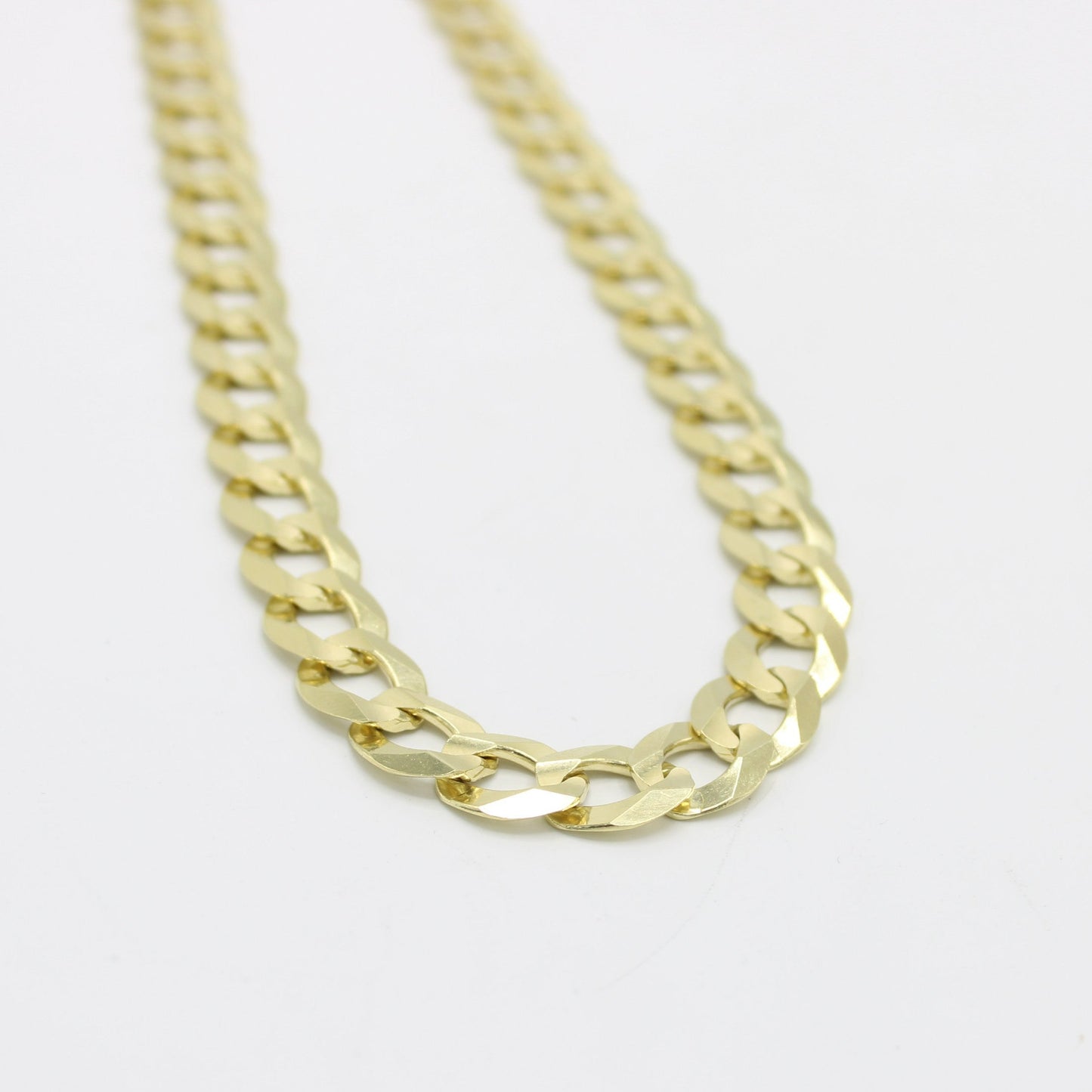 14K Solid Flat Cuban Chain Two Tones Yellow Gold ( 11 mm\ 22 " )