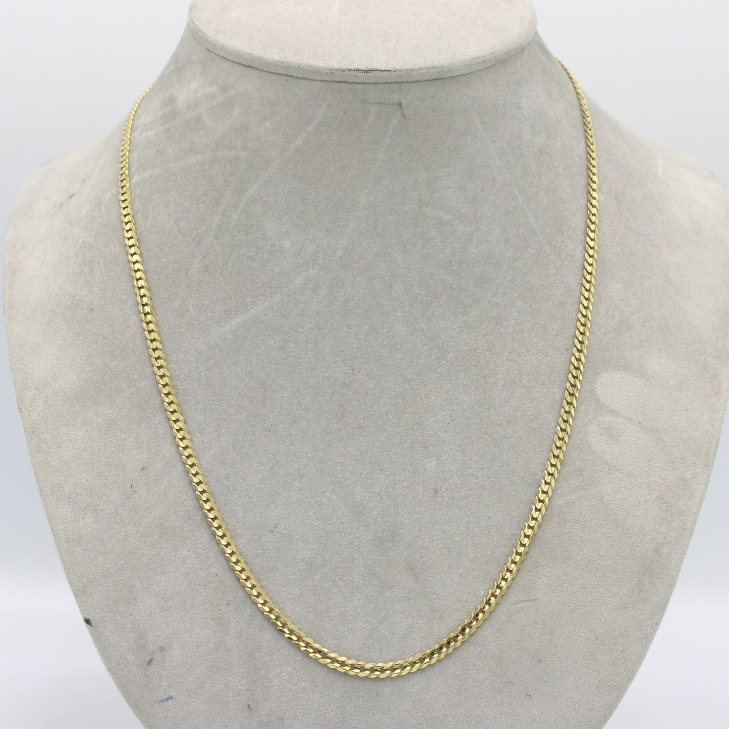 14K Solid Flat Cuban Chain Yellow Gold ( 3.9 mm\ 24 " )