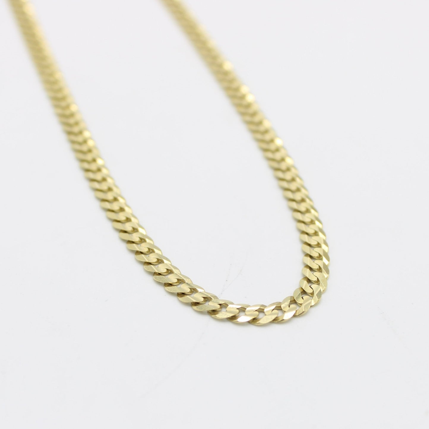 14K Solid Flat Cuban Chain Yellow Gold ( 3.9 mm\ 24 " )