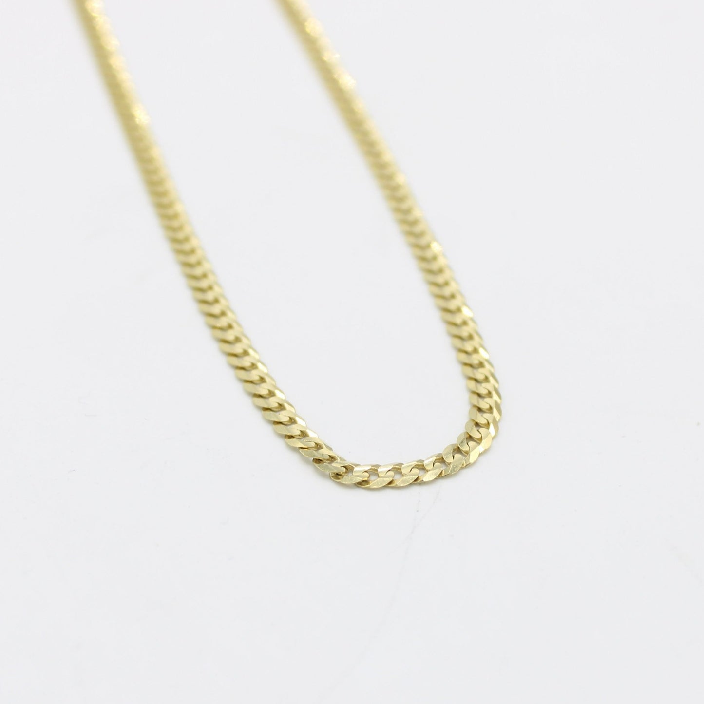 14K Solid Flat Cuban Chain Yellow Gold ( 3.1 mm\ 22 " )