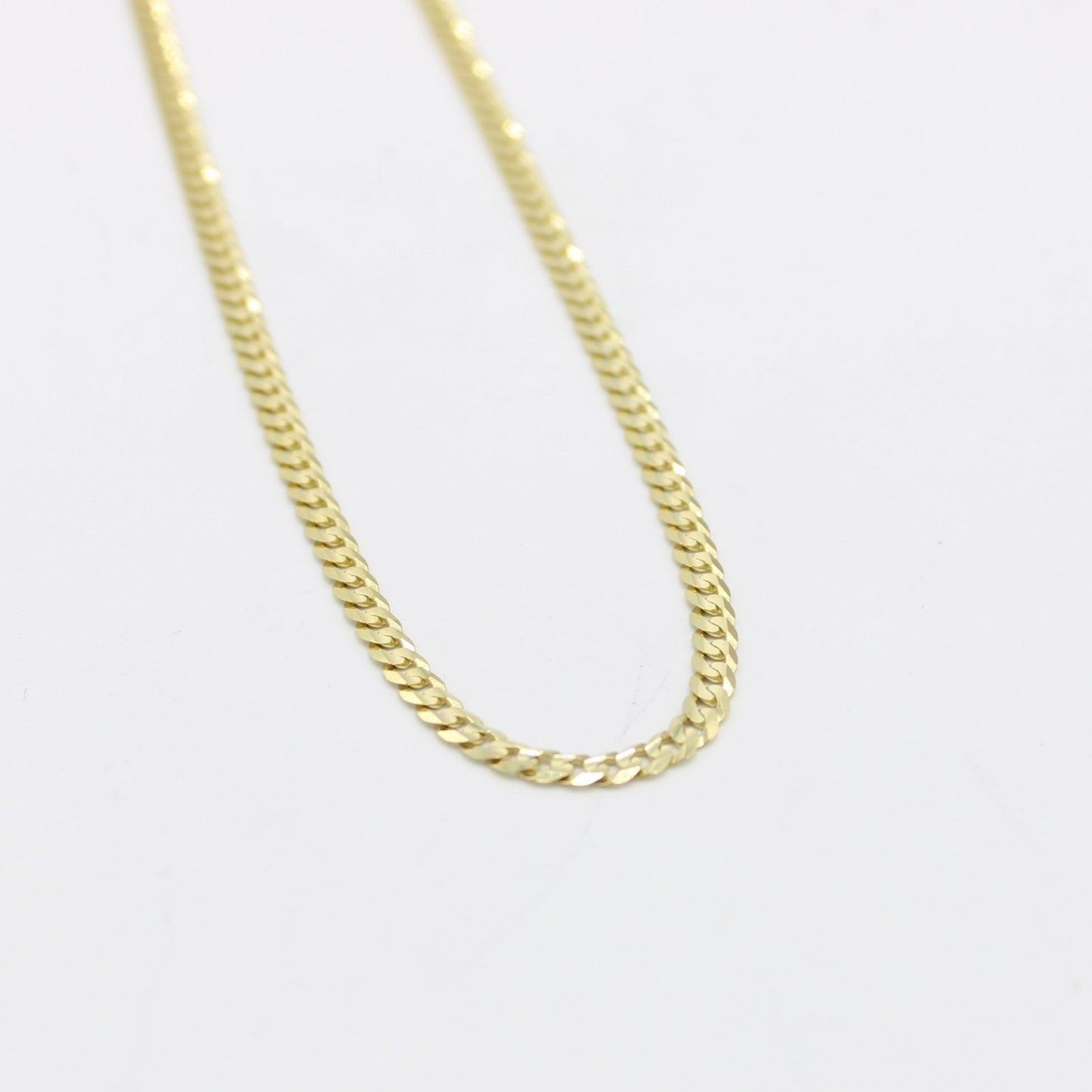 14K Solid Flat Cuban Chain Yellow Gold ( 3 mm\ 20 " )