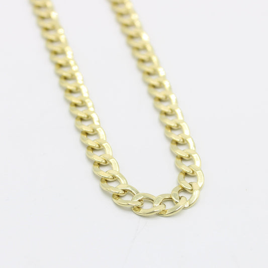 14K Semi-Solid Flat Cuban Chain  Yellow Gold ( 6.4 mm\ 24 " )