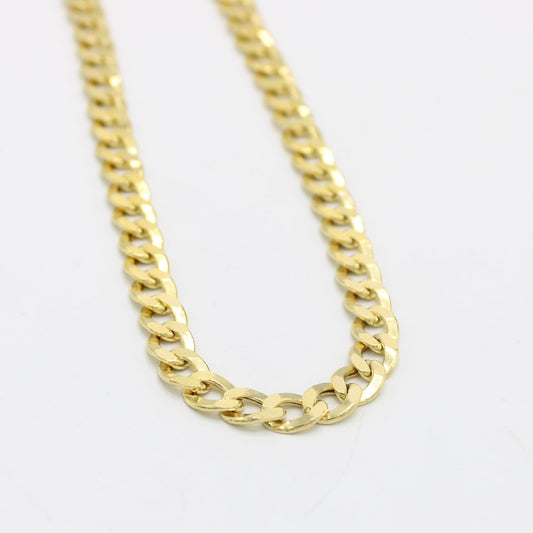 14K Semi-Solid Flat Cuban Chain  Yellow Gold ( 7.8 mm\ 20 " )