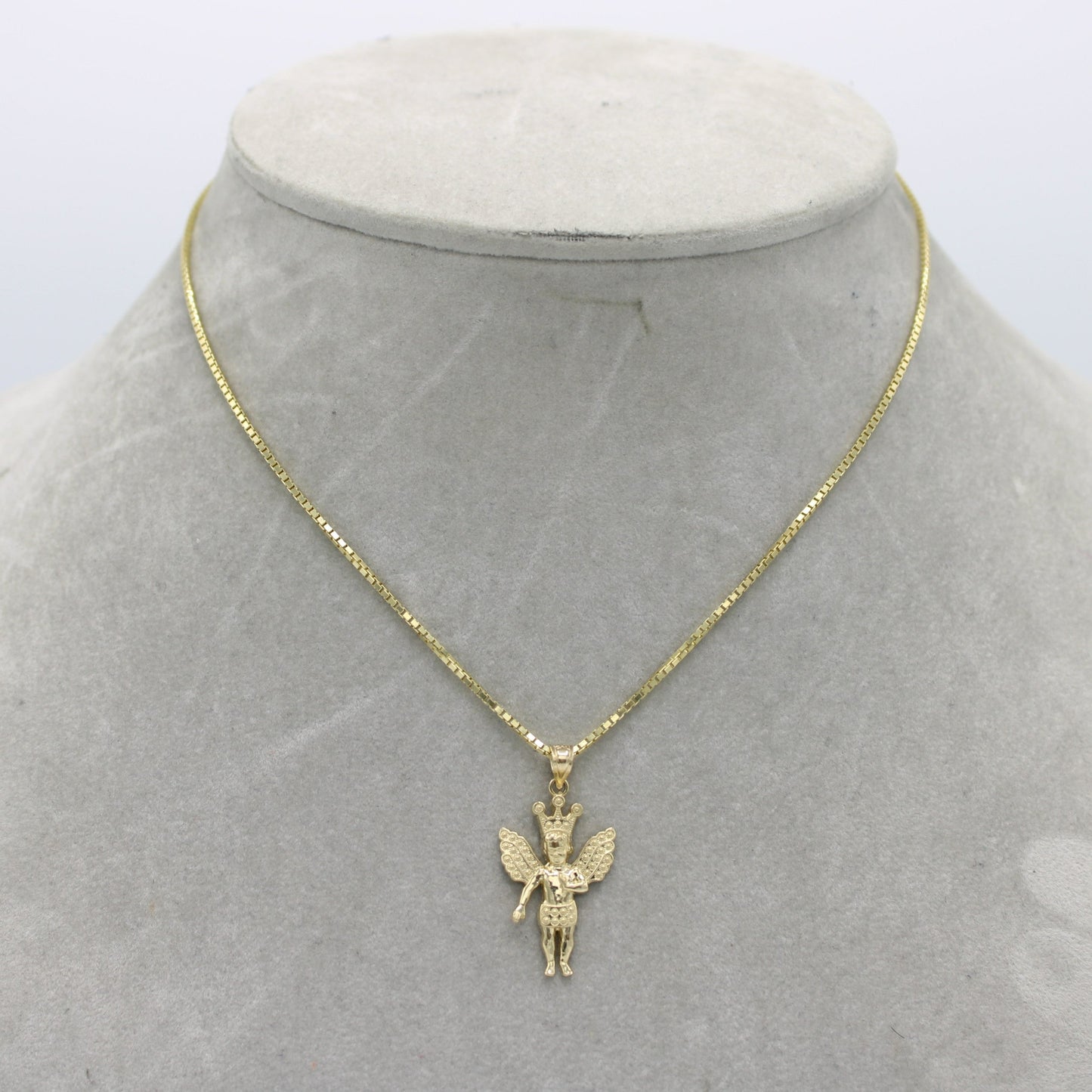 14k Angel Pendant with Solid Franco Chain (16 ")