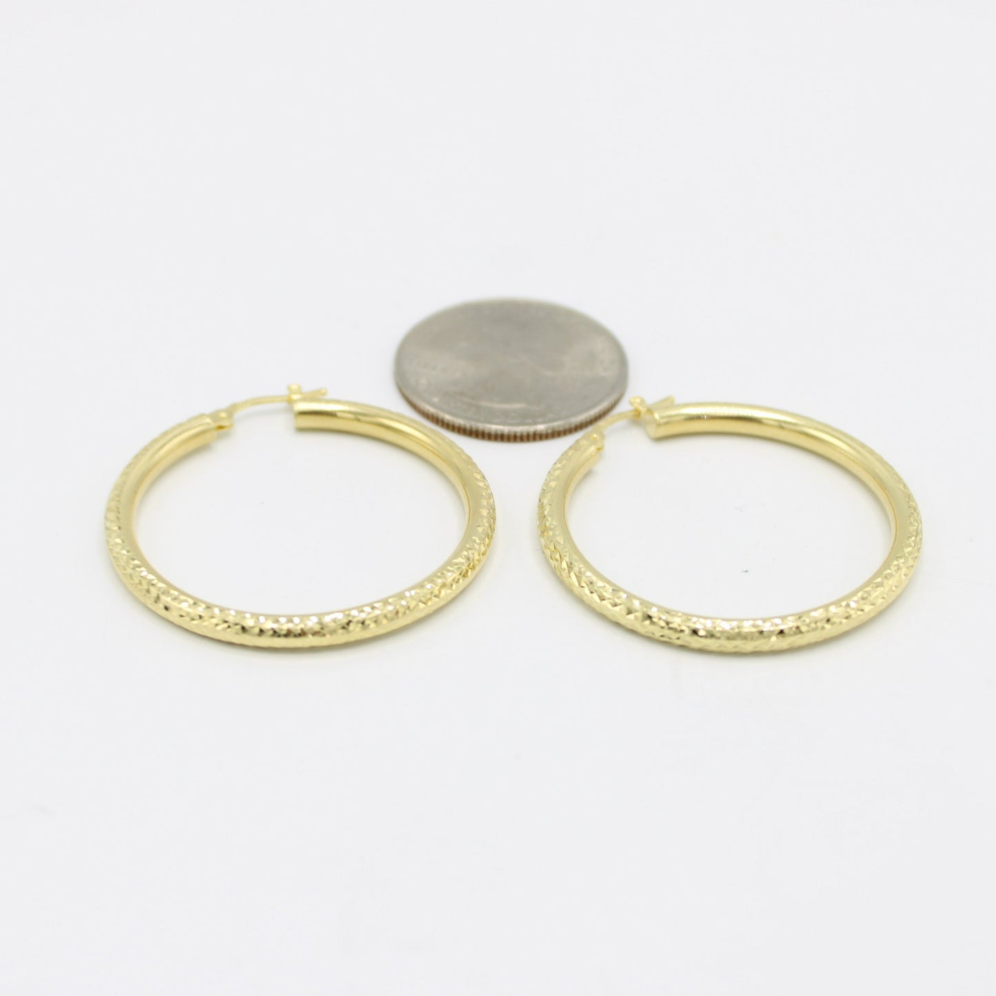 14K Fancy Women's Hoops Yellow Gold