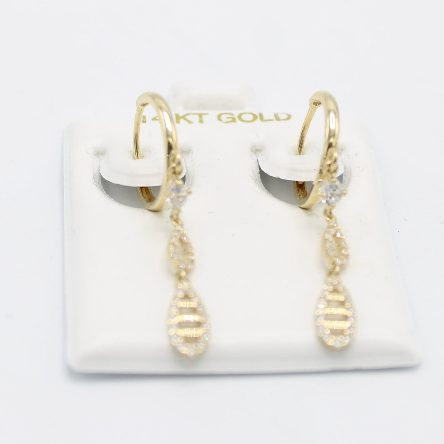 14K Women's Hoops Cz Stones Yellow Gold