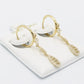 14K Women's Hoops Cz Stones Yellow Gold