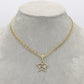 14K Star Pendant Stone with Semi-Solid flat Cuban Chain Yellow Gold