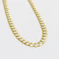 14k Solid Flat Cuban Chain Two Tones Yellow Gold