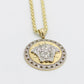 14K Medusa Cz Stones Pendant with Rope Chain Yellow Gold