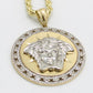 14K Medusa Cz Stones Pendant with Rope Chain Yellow Gold
