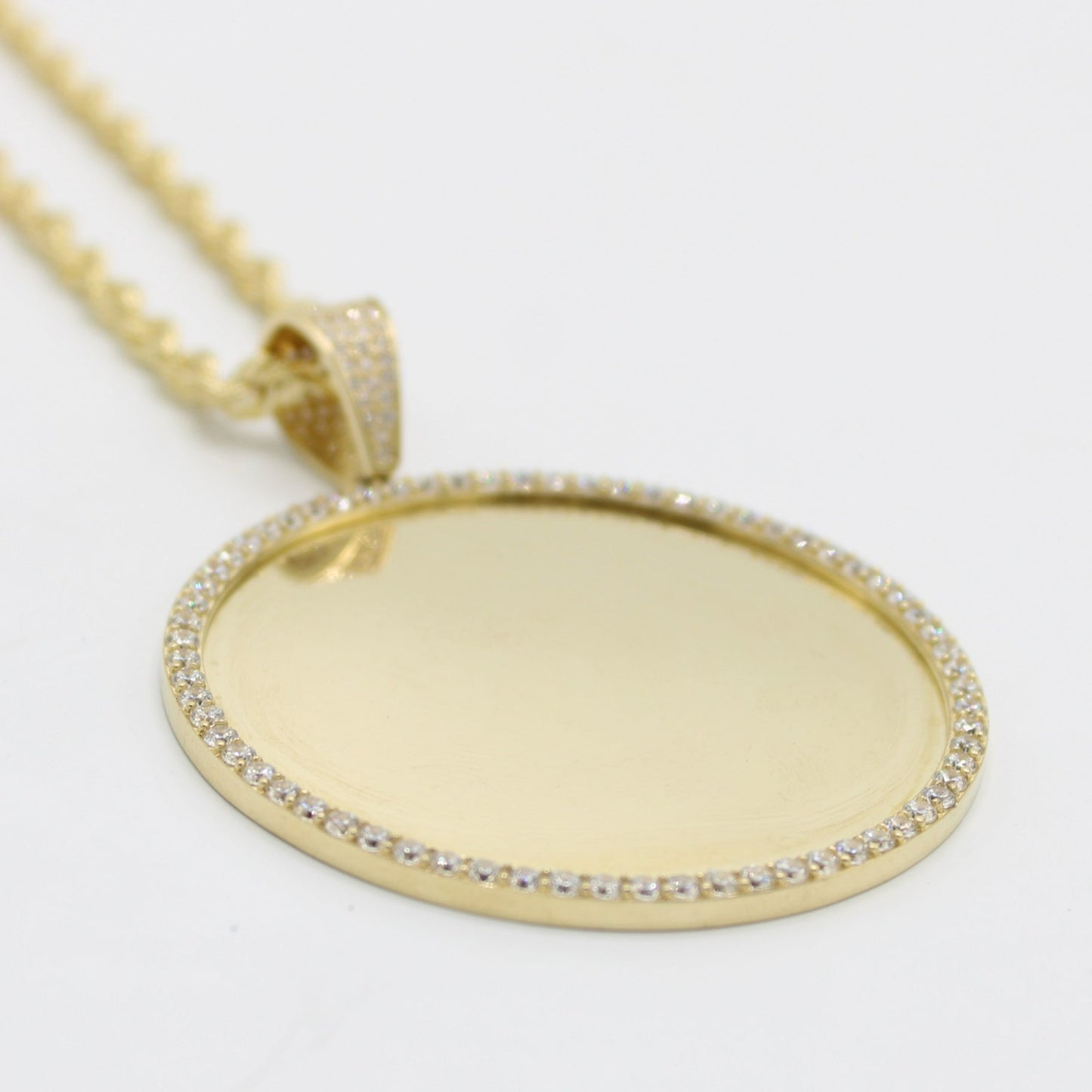 14K Picture Pendant with Rope Chain Yellow Gold