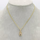 14K Teddy Bear Pendant Cz Stones with Semi-Solid Cuban Chain Yellow Gold