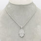 14K VS Diamond/Baguette Hamsa Pendant with Ice Chain White Gold