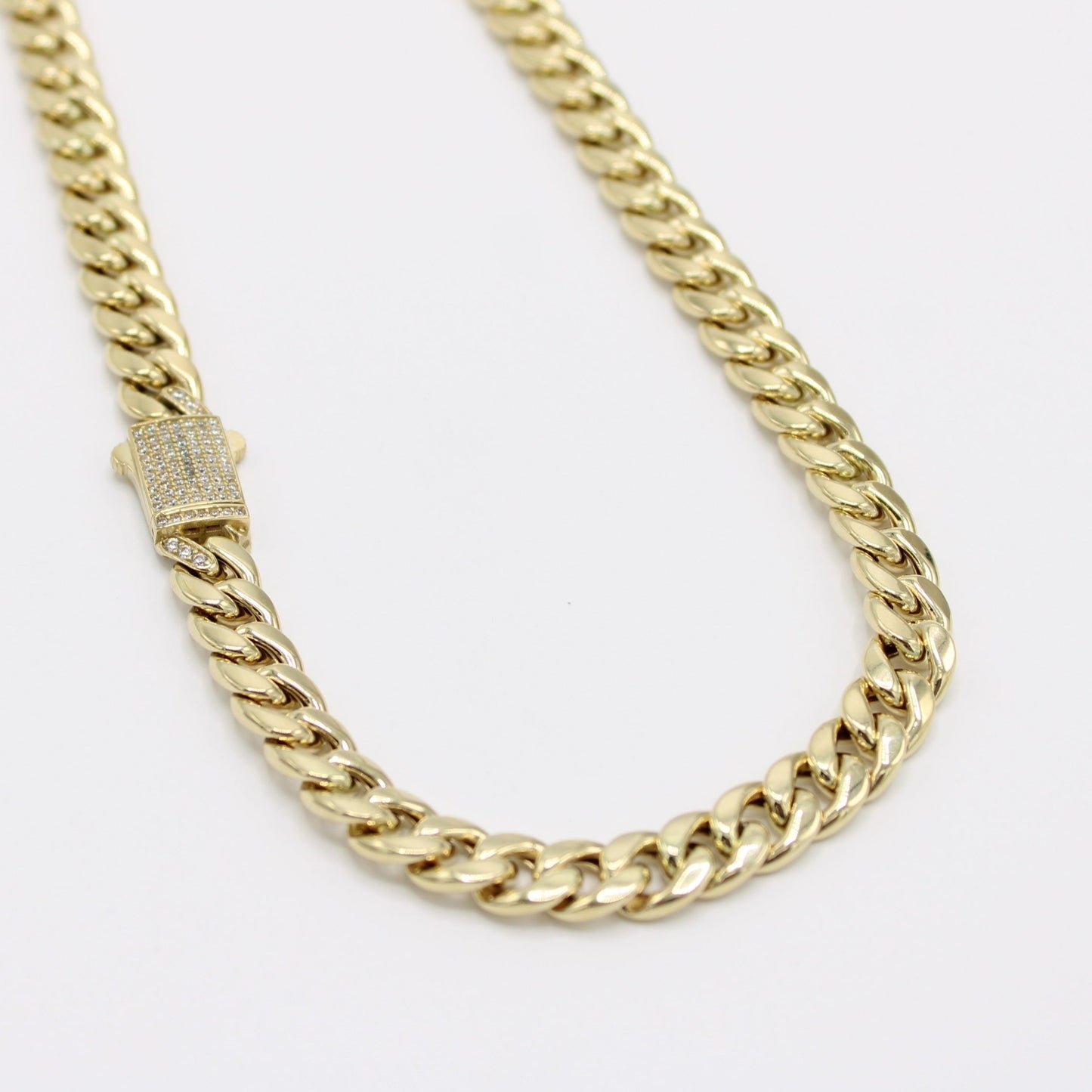 14K Semi-Solid Choker Cuban Link Cz at Lock  \\ 8.5mm - 18” \\