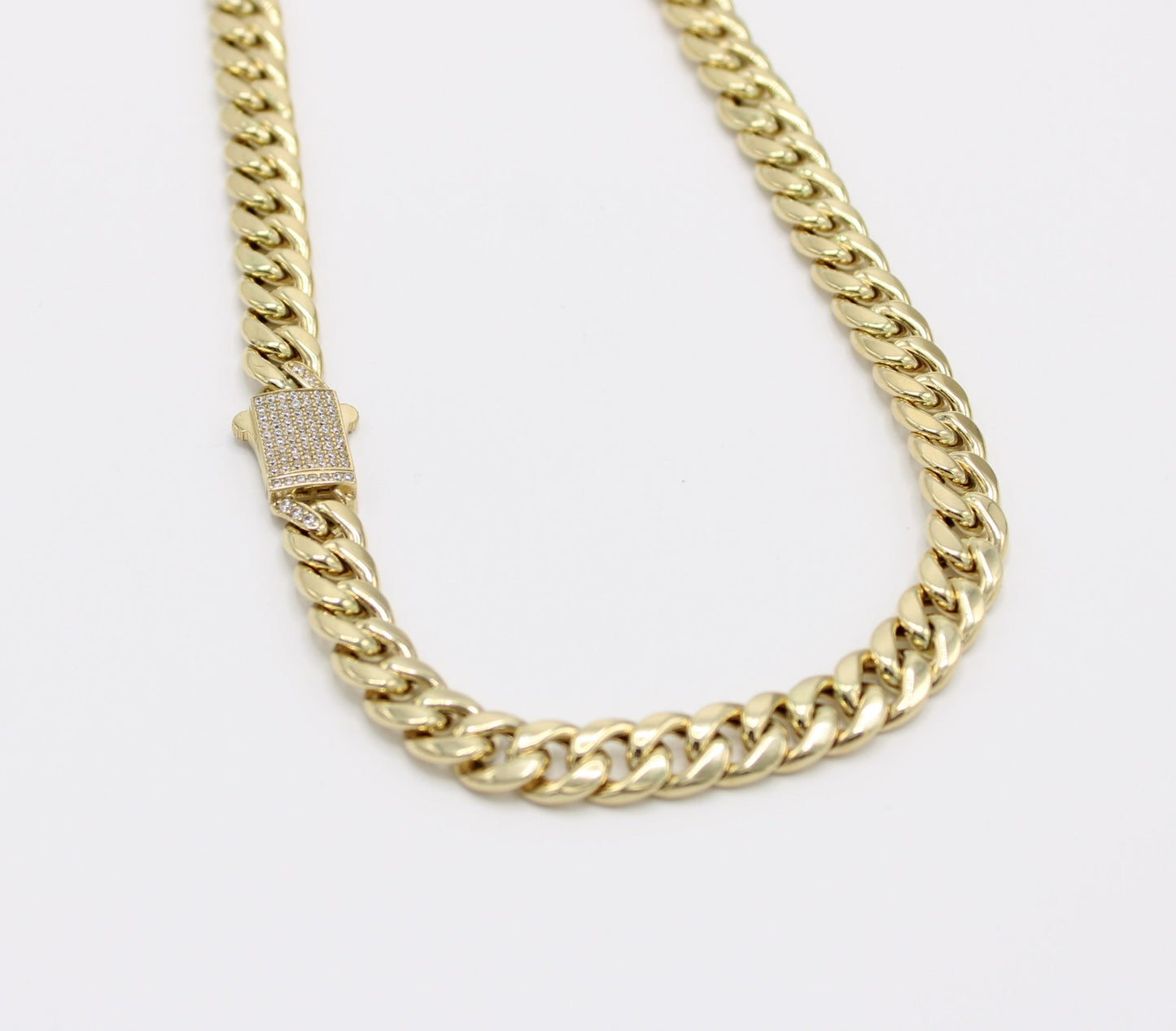 14K Semi-Solid Choker Cuban Link Cz at Lock  \\ 8.5mm - 16” \\