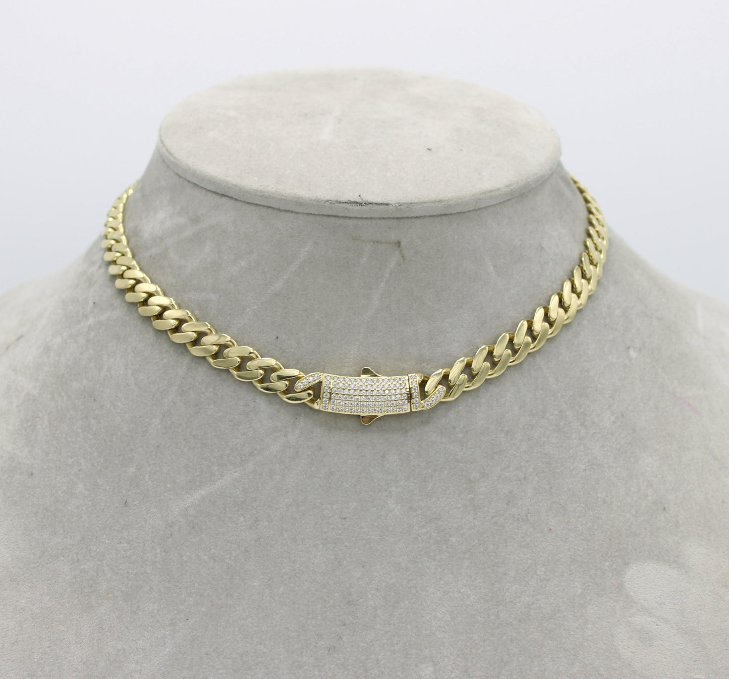 14K Hollow Ittallo Choker Cz at Lock  \\ 8mm - 16” \\