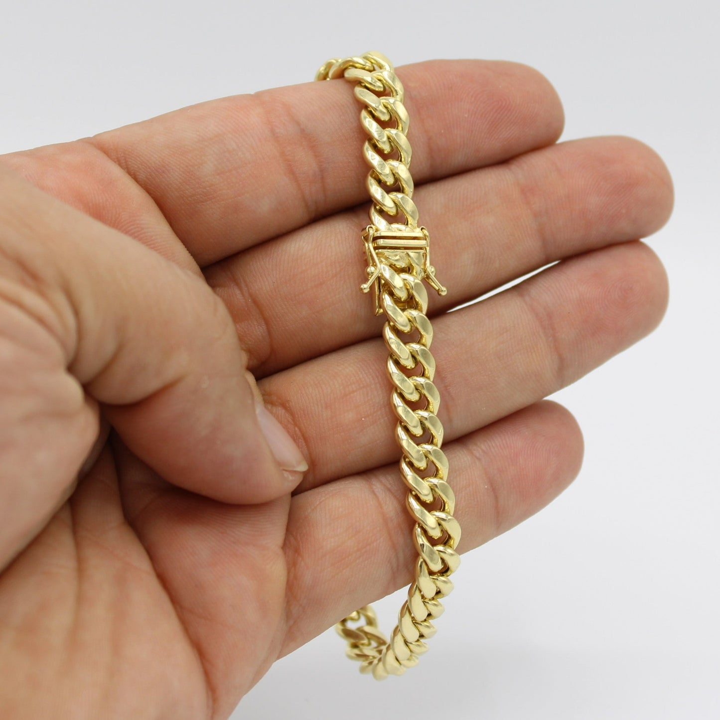 14K Semi-Solid Cuban Bracelet Yellow Gold //7.6mm - 8.5 in//