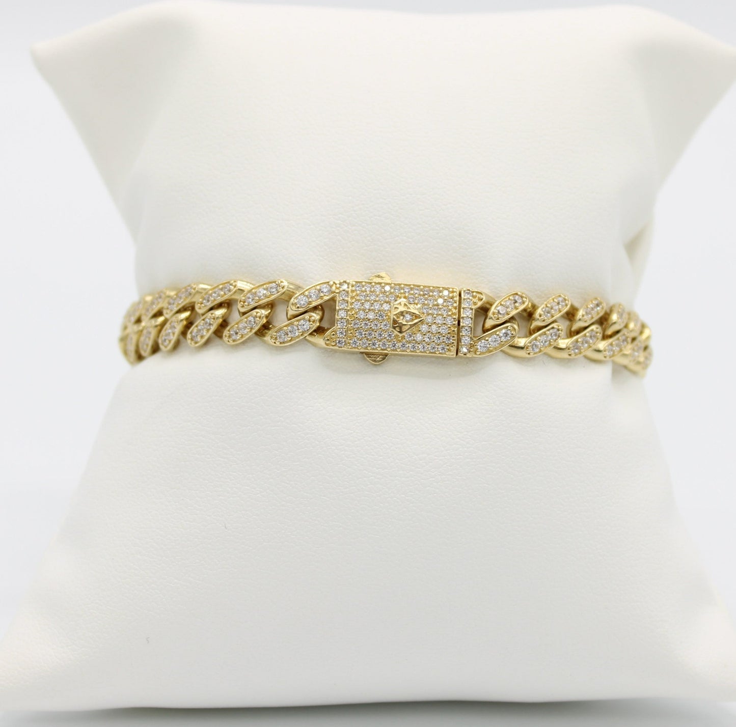 14K Hollow Milano Bracelet Full Cz Yellow Gold // 8.6mm - 8.5 in //