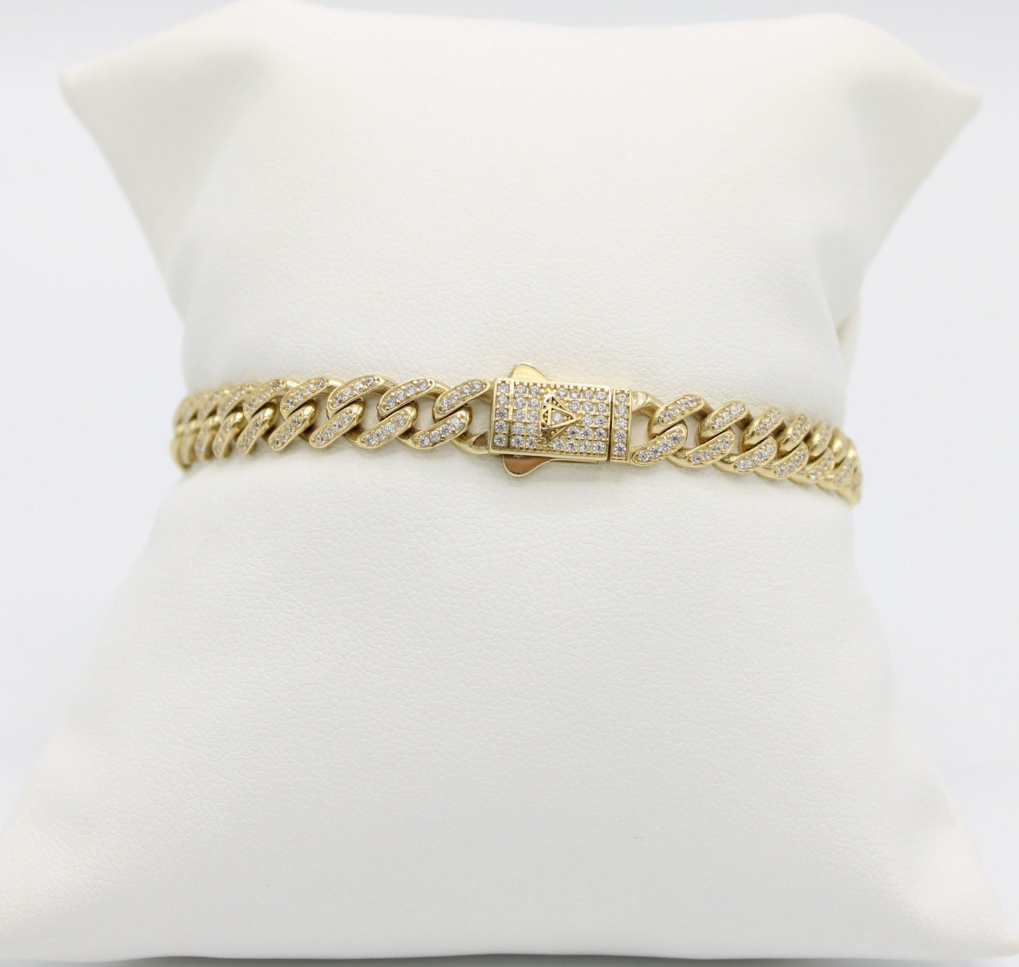14K Hollow Milano Bracelet Full Cz Yellow Gold // 7.3mm - 8.5 in //