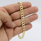 14K Semi-Solid Flat Cuban Bracelet Two Tones Yellow Gold // 7mm  //