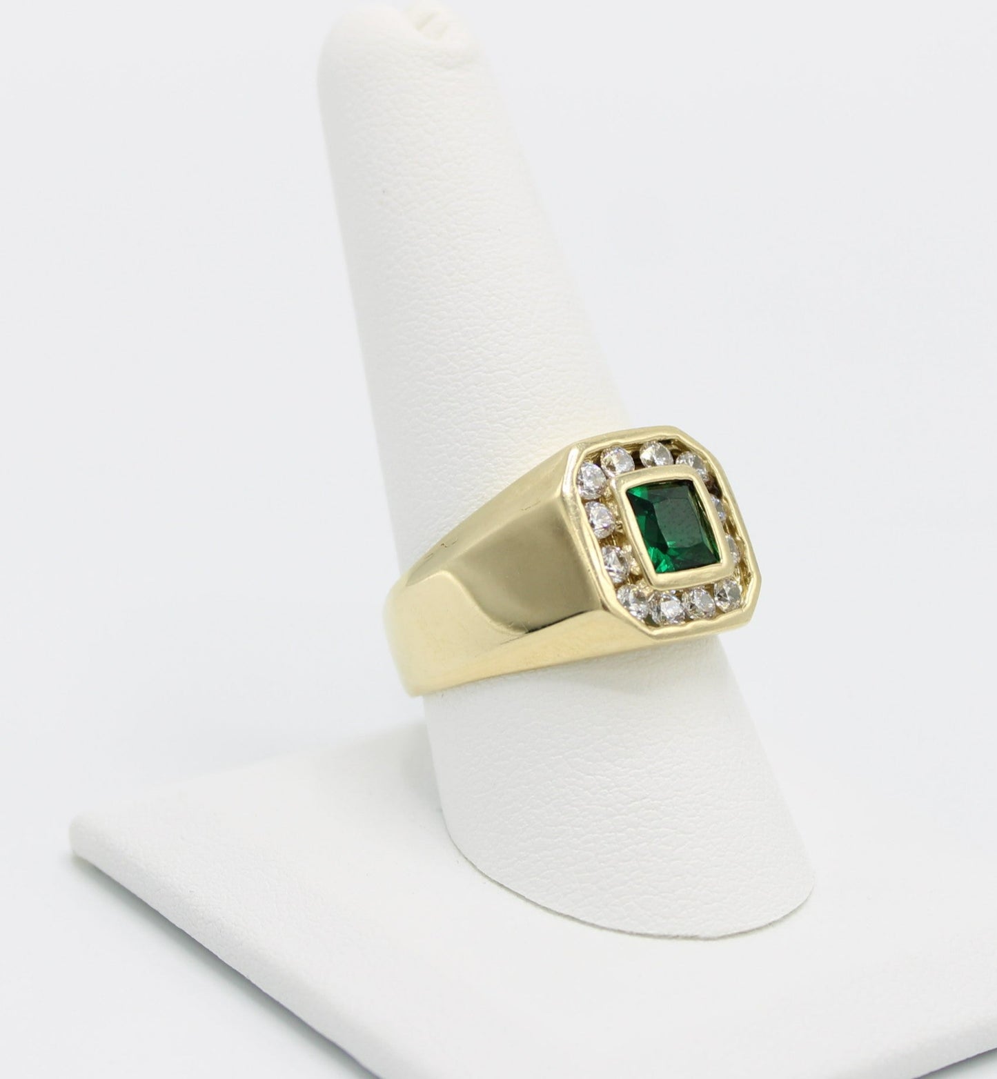 14K Men's Ring Cz Stones Gems Yellow Gold