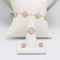 14K Fancy Set (Pink) Necklace - Bangle - Earrings - Ring Yellow Gold