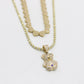 14k Combo Heart Choker with Ice Chain with Teddy Bear Cz Stones Yellow Gold