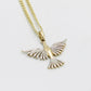 14k Bird PendantTwo Tones with Flat Cuban Chain Yellow Gold