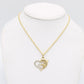 14K Heart Pendant Two Tones  with Rope Chain Yellow Gold