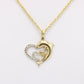 14K Heart Pendant Two Tones  with Rope Chain Yellow Gold