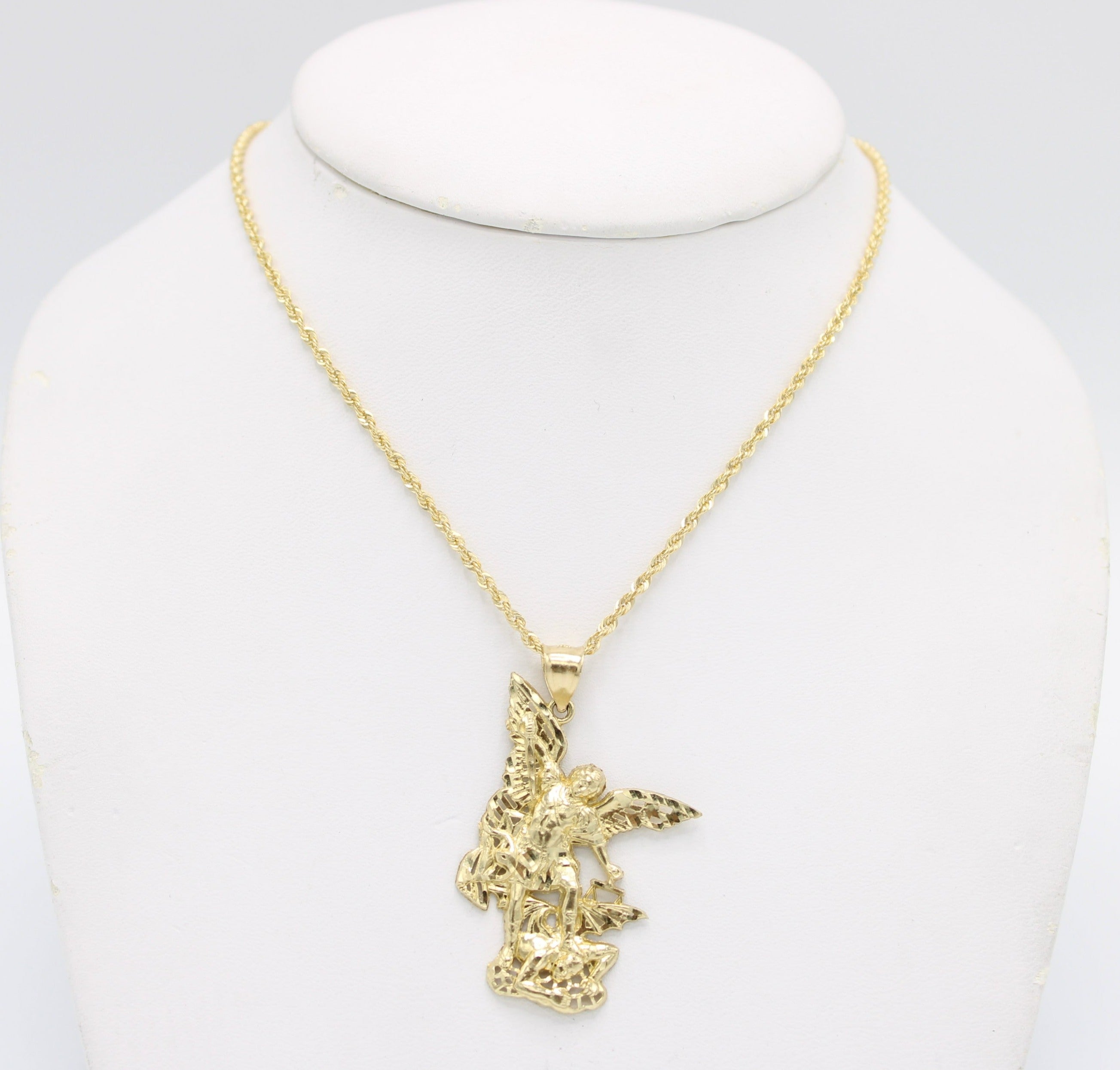 14K San Miguel Pendant with Rope Chain Yellow Gold – Alex Diamond Jewelry
