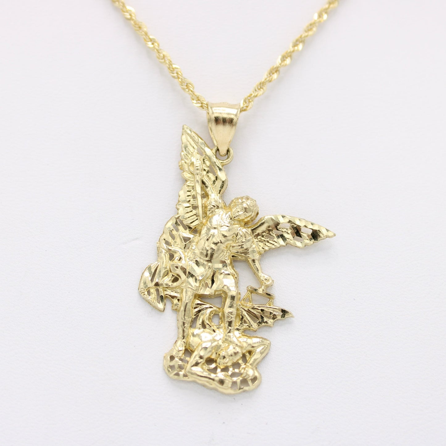 14K San Miguel Pendant with Rope Chain Yellow Gold