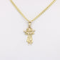 14K Divino Niño Pendant with Cuban Chain Yellow Gold