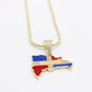 14K Dominican Map Pendant with Ice Chain Yellow Gold