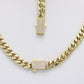 14K Set Choker Miami Cuban Link Cz Stones Yellow Gold