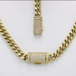 14K Set Choker Miami Cuban Link Cz Stones Yellow Gold