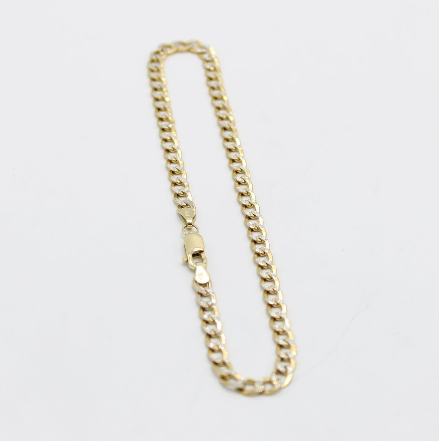 14k Cuban Ankle Bracelet Two Tones Yellow Gold