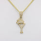 14K Crown Initial Name (Y) Pendant Cz Stones With Cuban Chain Yellow Gold