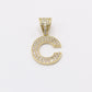14k Initial Name ( C ) Baguette / Cz Stones Yellow Gold