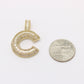 14K Initial Name ( C ) Baguette / Cz Stones Yellow Gold