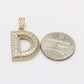 14K Initial Name ( D ) Baguette / Cz Stones Yellow Gold