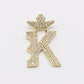 14K Crown Initial Name ( K ) Cz Stones Yellow Gold